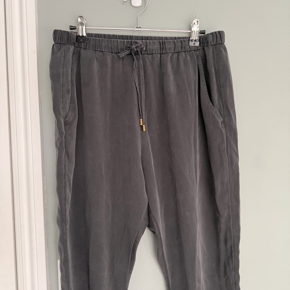 Eileen Fisher 100% Silk XS Dark Gray Crepe Drawstring Sleep Lounge Jogger Pant - Picture 2 of 12